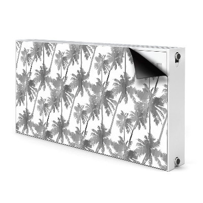 Decorative radiator cover Gray palm trees