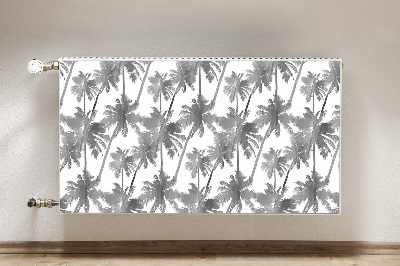 Decorative radiator cover Gray palm trees