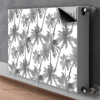 Decorative radiator cover Gray palm trees