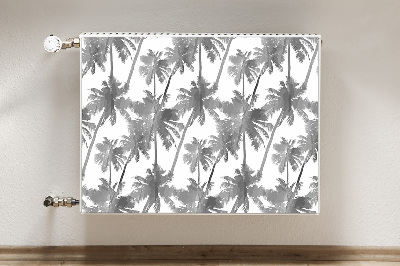 Decorative radiator cover Gray palm trees