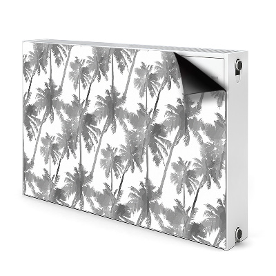 Decorative radiator cover Gray palm trees