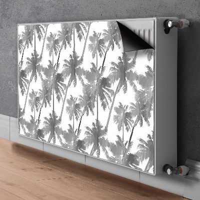 Decorative radiator cover Gray palm trees