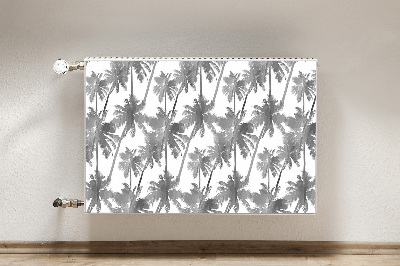 Decorative radiator cover Gray palm trees