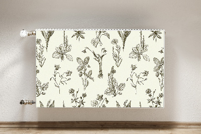 Decorative radiator cover Sketched flowers