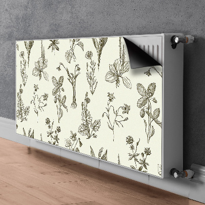 Decorative radiator cover Sketched flowers