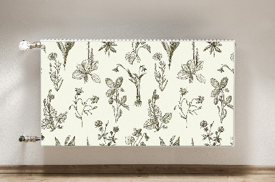 Decorative radiator cover Sketched flowers