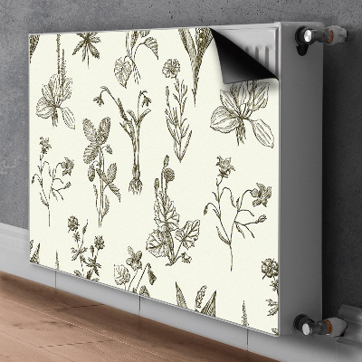 Decorative radiator cover Sketched flowers