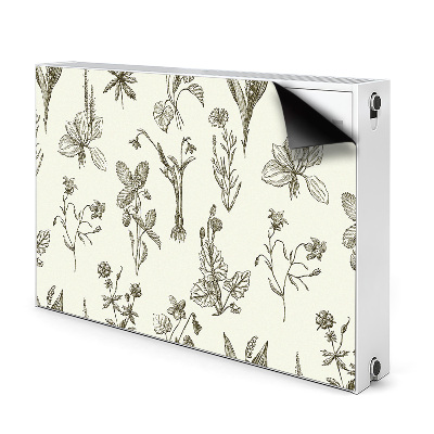 Decorative radiator cover Sketched flowers