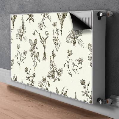 Decorative radiator cover Sketched flowers