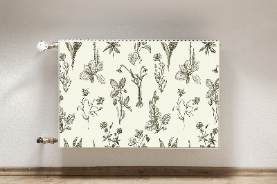 Decorative radiator cover Sketched flowers