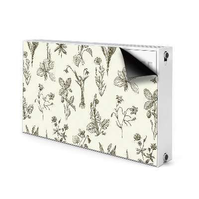 Decorative radiator cover Sketched flowers