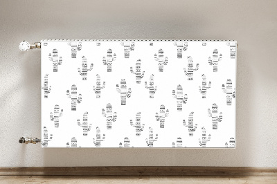 Decorative radiator cover Black and white cacti