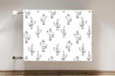 Decorative radiator cover Black and white cacti