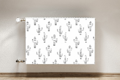 Decorative radiator cover Black and white cacti