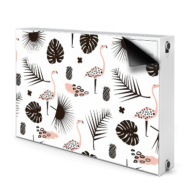 Printed radiator mat Leaves and flamingos