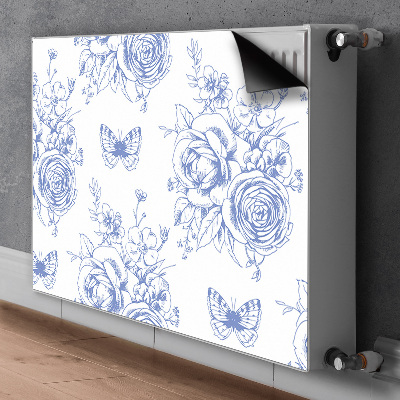 Magnetic radiator cover Butterflies and flowers