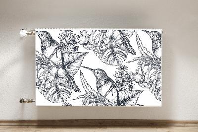 Decorative radiator cover Drawn birds