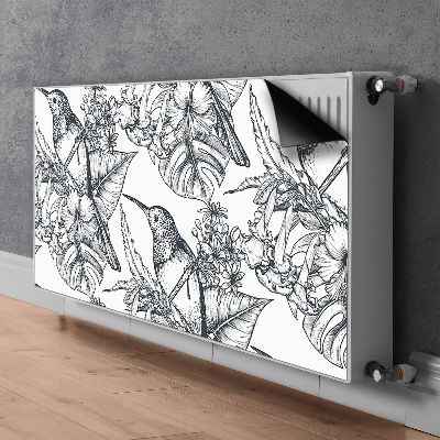 Decorative radiator cover Drawn birds