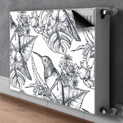 Decorative radiator cover Drawn birds