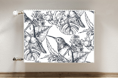 Decorative radiator cover Drawn birds