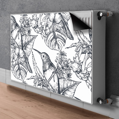 Decorative radiator cover Drawn birds