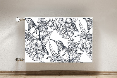 Decorative radiator cover Drawn birds