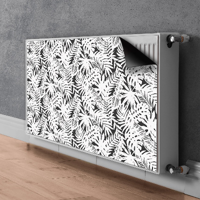 Radiator cover Black and white leaves