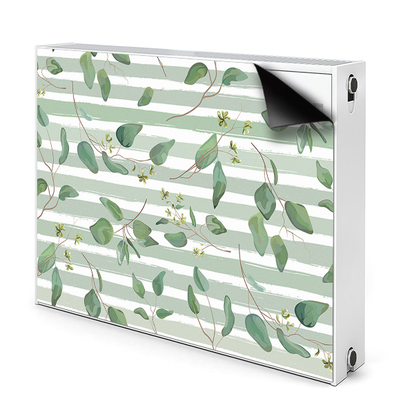 Magnetic radiator cover Leaves on a striped background