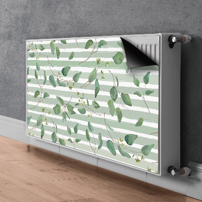 Magnetic radiator cover Leaves on a striped background