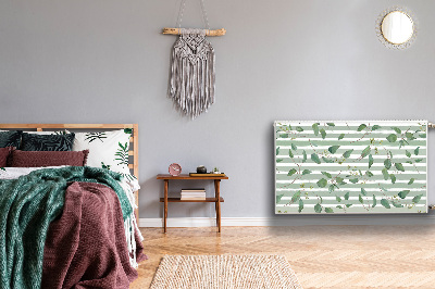 Magnetic radiator cover Leaves on a striped background