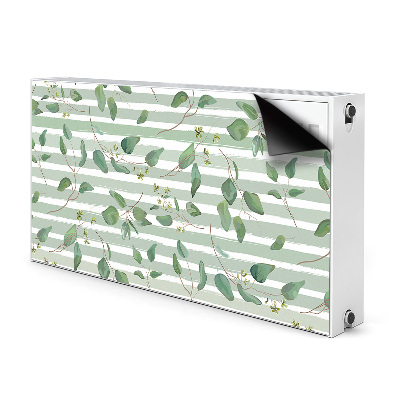 Magnetic radiator cover Leaves on a striped background