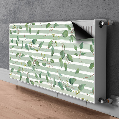 Magnetic radiator cover Leaves on a striped background