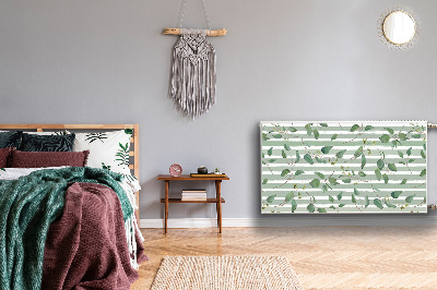 Magnetic radiator cover Leaves on a striped background