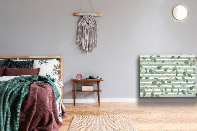 Magnetic radiator cover Leaves on a striped background