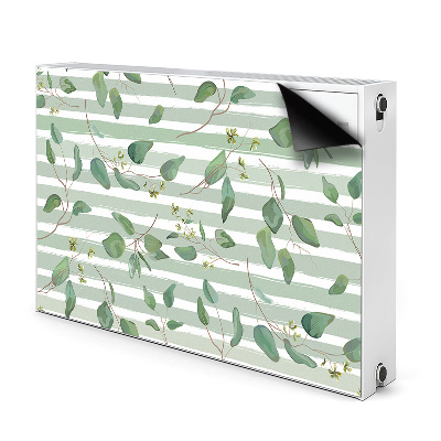 Magnetic radiator cover Leaves on a striped background