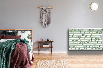 Magnetic radiator cover Leaves on a striped background