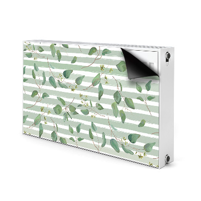 Magnetic radiator cover Leaves on a striped background