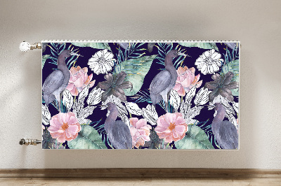 Magnetic radiator mat Birds in flowers