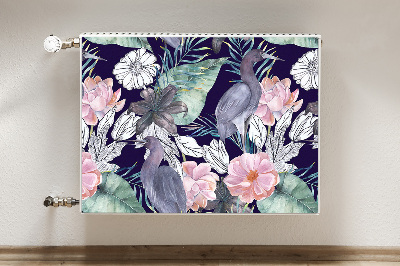 Magnetic radiator mat Birds in flowers