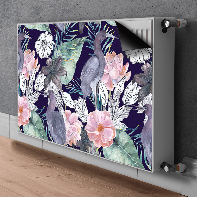 Magnetic radiator mat Birds in flowers