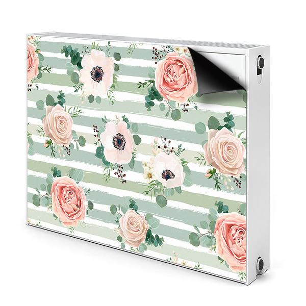 Decorative radiator mat Striped roses