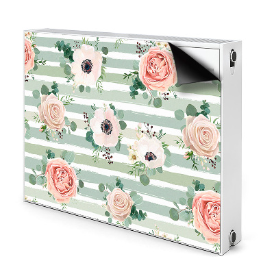 Decorative radiator mat Striped roses