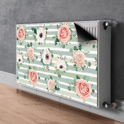 Decorative radiator mat Striped roses