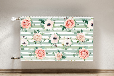 Decorative radiator mat Striped roses