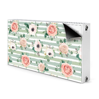 Decorative radiator mat Striped roses