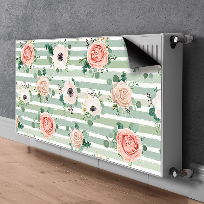 Decorative radiator mat Striped roses