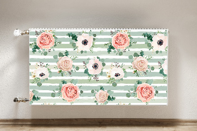 Decorative radiator mat Striped roses