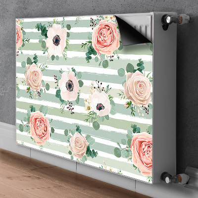 Decorative radiator mat Striped roses