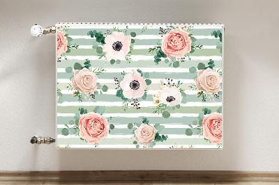 Decorative radiator mat Striped roses