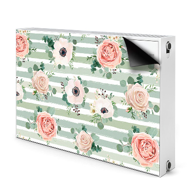 Decorative radiator mat Striped roses